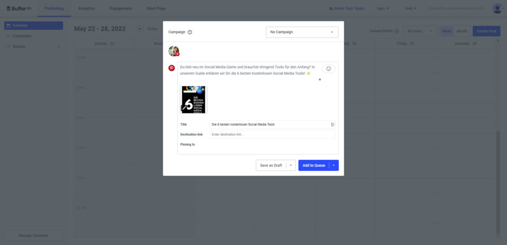 Buffer Maske zum Beitrag planen und erstellen