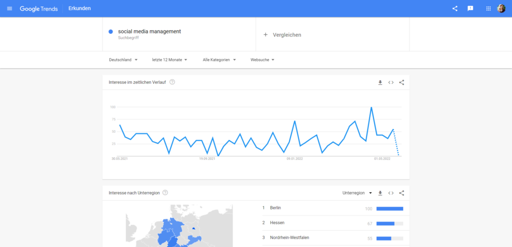 Google Trends Social Media Tool Vorschau