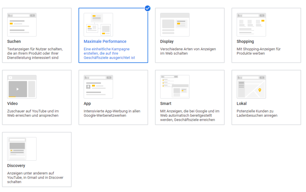 Google Ads Kampagnenarten