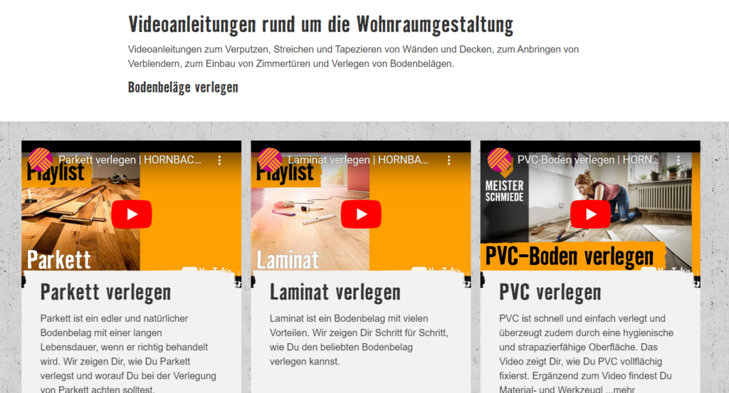 Hornbach Meisterschmiede E-Commerce Beispiel