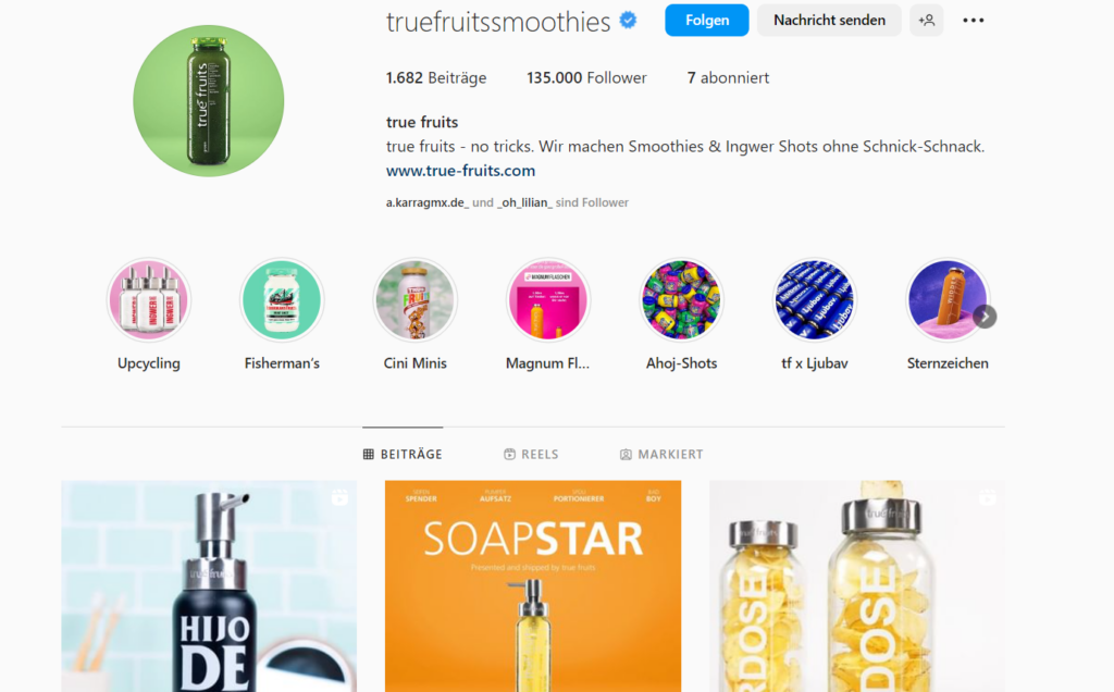 true fruits Instagram Account