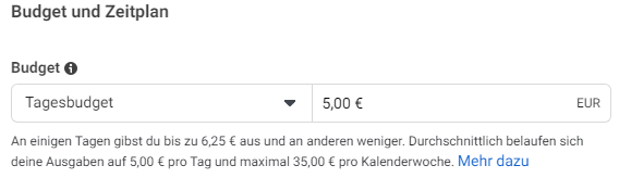 Facebook Ads Tagesbudget