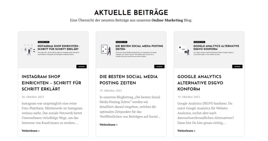 Blogbeiträge als Beispiel für Inhalts Marketing