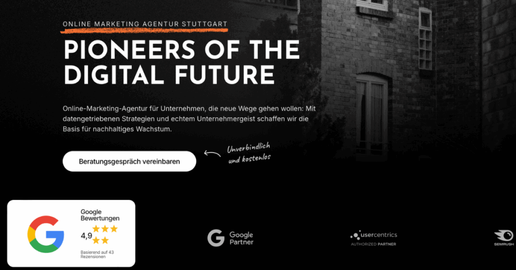 Beispielbil, dass Leistung und Stadt anhand der Online Marketing Agentur Stuttgart zeigt