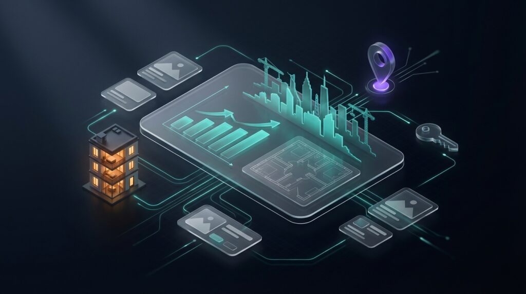 Neubauprojekte vermarkten mit Performance Marketing: 3D-Dashboard mit Immobilien-Analytics und digitaler Vermarktungsstrategie